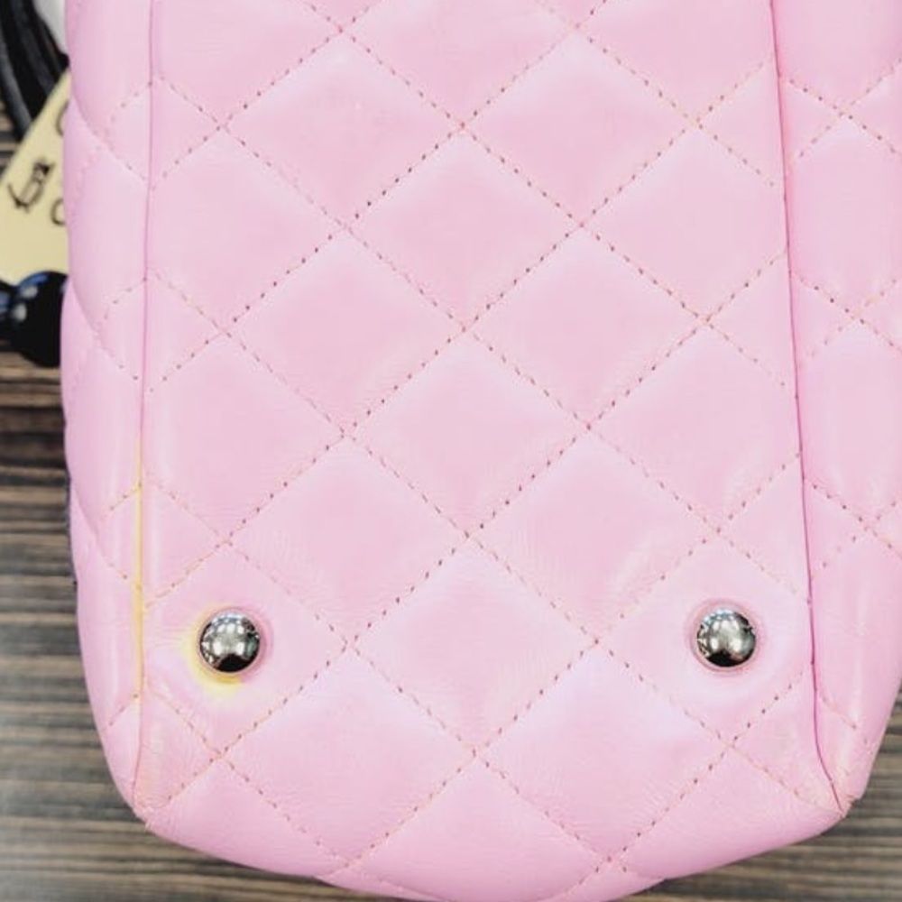 Chanel pink black quilter leather Cambon bowler tote bag / shoulder bag - Picture 7 of 16